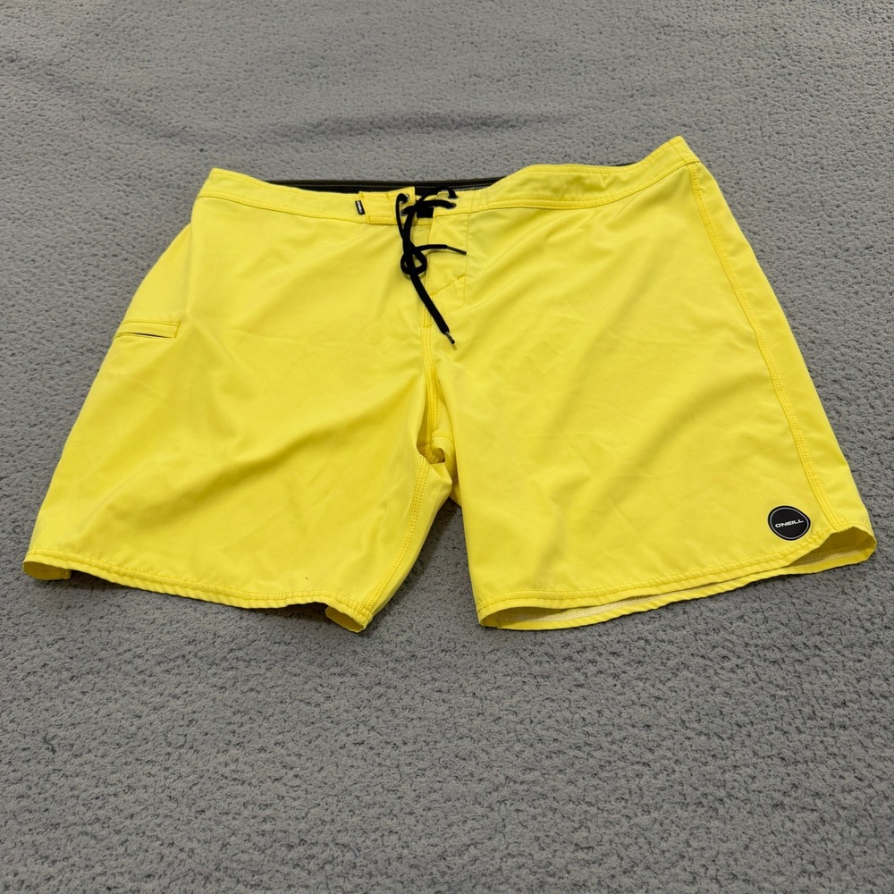 ONeill Hyperfreak Board Shorts Mens Size 40 Yellow Stretch Surf Trunks Quick Dry